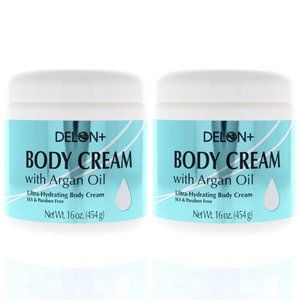 NEW DELON+ Body Cream with Argan Oil 16 oz / SLS & Paraben Free x 2